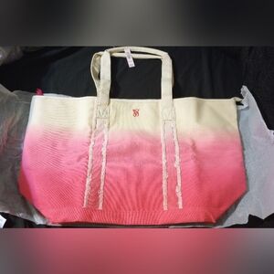 Stylish Victoria's Secret Pink and Cream Tote Bag